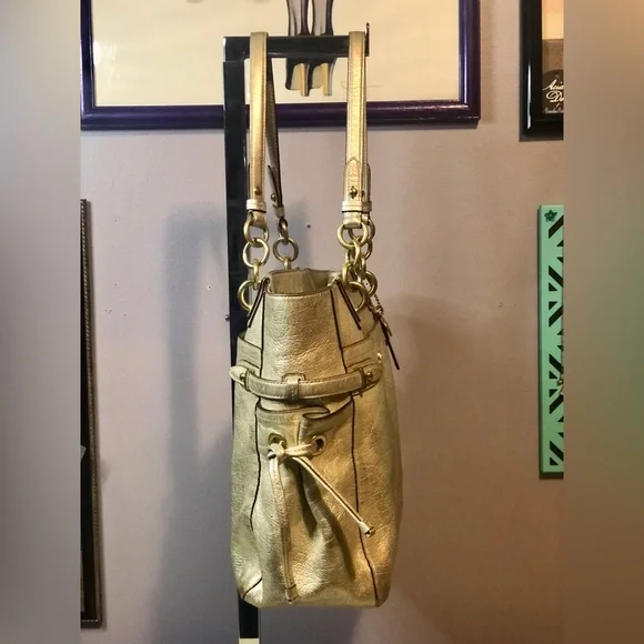 Coach Metallic Gold Bag Purse - Picture 6 of 12